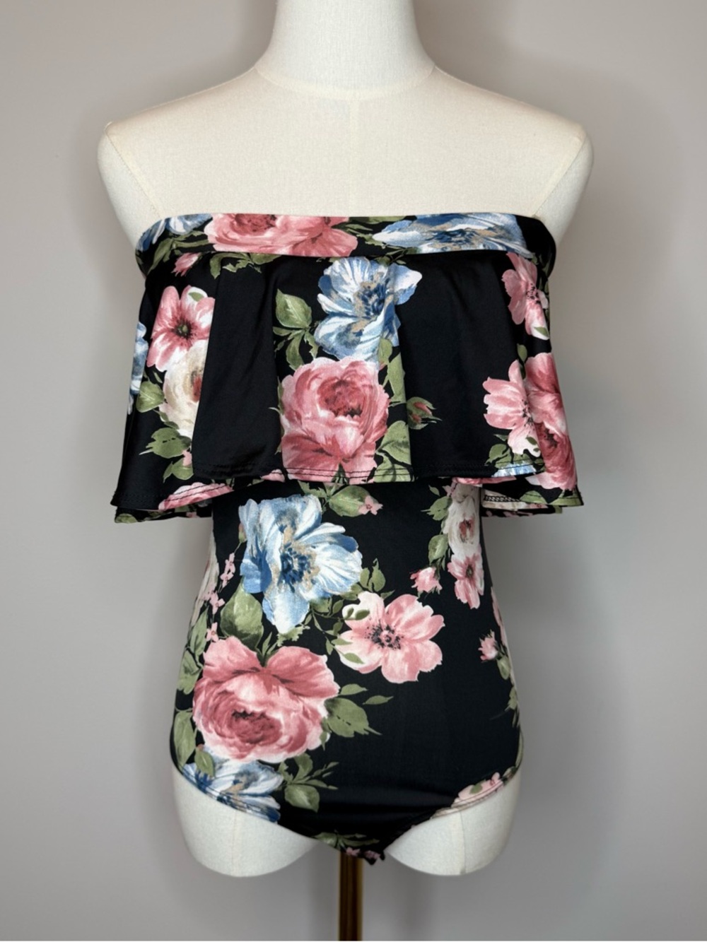 Windsor Black Floral Off-Shoulder One-Piece